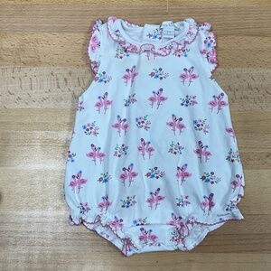 Kissy Kissy Baby Girl 3-6 Months Flamingo/Floral Organic Cotton Short Playsuit